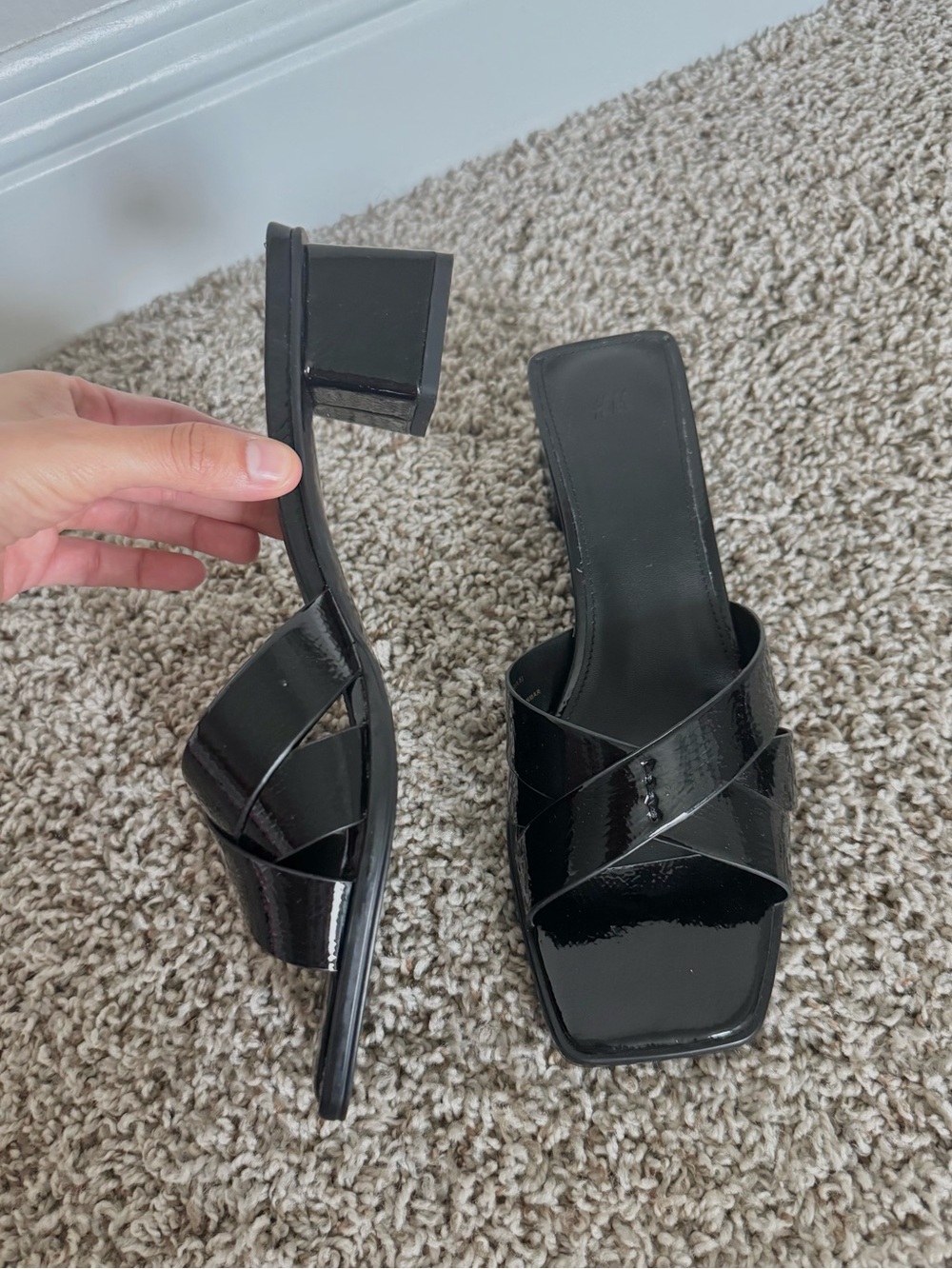 Black Mule Heels Sandals block heel